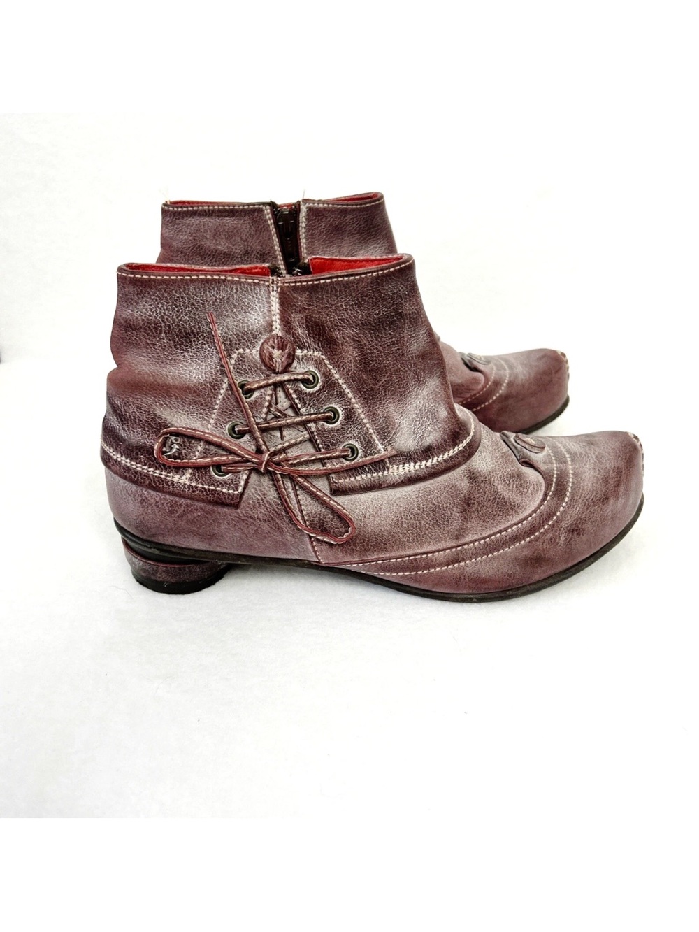 Tiggers Leather Ankle Boots Women size 40 US sz 9.5 Fairycore Renaissance Shoes - Picture 2 of 10